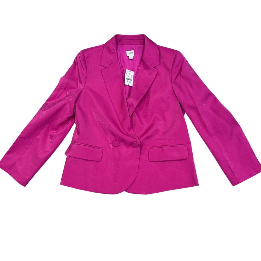 J.Crew Factory Shine Double Breasted Blazer Women 8P Pink NWT